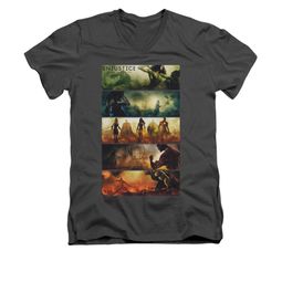 Injustice Gods Among Us Shirt Slim Fit V-Neck Panels Charcoal T-Shirt