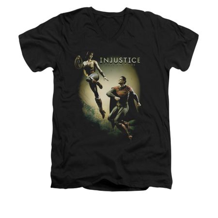 Injustice Gods Among Us Shirt Slim Fit V-Neck Wonderwoman VS Superman Black T-Shirt
