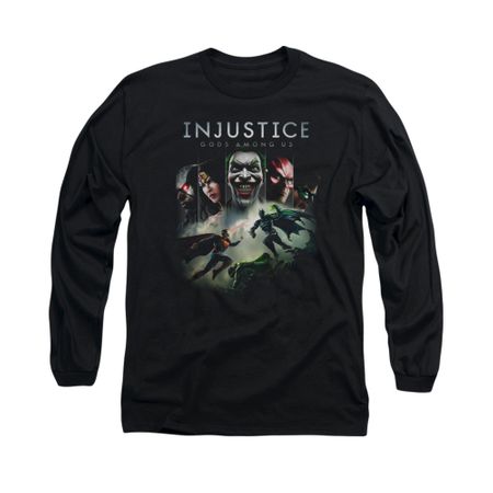 Injustice Gods Among Us Shirt Superman VS Batman Long Sleeve Black Tee T-Shirt