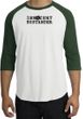 INNOCENT BYSTANDER BLACK Funny Adult Raglan T-shirt - White/Forest