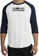 INNOCENT BYSTANDER BLACK Funny Adult Raglan T-shirt - White/Navy