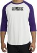 INNOCENT BYSTANDER BLACK Funny Adult Raglan T-shirt - White/Purple