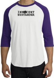 INNOCENT BYSTANDER BLACK Funny Adult Raglan T-shirt - White/Purple INNOCENT BYSTANDER BLACK Funny Adult Raglan T-shirt - White/Purple
