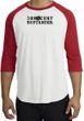 INNOCENT BYSTANDER BLACK Funny Adult Raglan T-shirt - White/Red