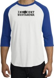 INNOCENT BYSTANDER BLACK Funny Adult Raglan T-shirt - White/Royal INNOCENT BYSTANDER BLACK Funny Adult Raglan T-shirt - White/Royal