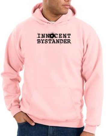 Innocent Bystander Hoodie Black Print Hoody Pink