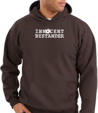 Innocent Bystander Hoodie White Print Hoody Brown