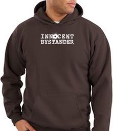 Innocent Bystander Hoodie White Print Hoody Brown