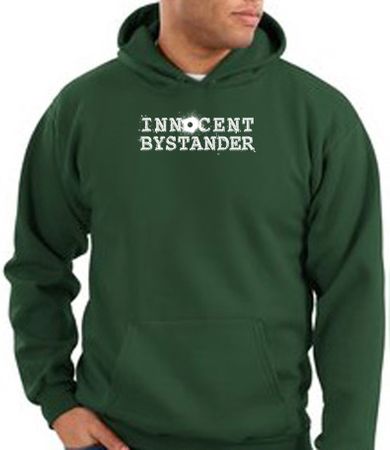 Innocent Bystander Hoodie White Print Hoody Dark Green