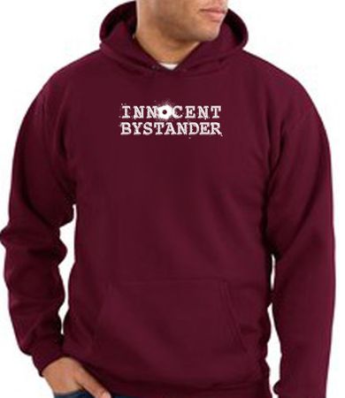 Innocent Bystander Hoodie White Print Hoody Maroon