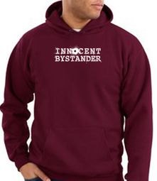 Innocent Bystander Hoodie White Print Hoody Maroon