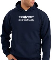 Innocent Bystander Hoodie White Print Hoody Navy