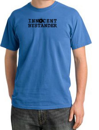 Innocent Bystander Shirt Black Print Pigment Dyed Tee Medium Blue