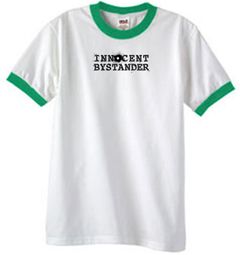 Innocent Bystander Shirt Black Print Ringer Shirt White/Kelly Green