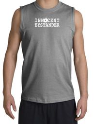 Innocent Bystander Shirt White Print Muscle Shirt Sports Grey