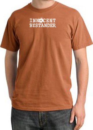 Innocent Bystander Shirt White Print Pigment Dyed Tee Burnt Orange