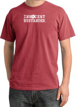 Innocent Bystander Shirt White Print Pigment Dyed Tee Dashing Red