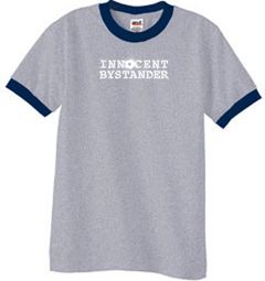 Innocent Bystander Shirt White Print Pigment Dyed Tee Grey/Navy