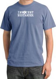Innocent Bystander Shirt White Print Pigment Dyed Tee Medium Blue Innocent Bystander Shirt White Print Pigment Dyed Tee Medium Blue