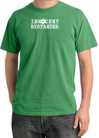 Innocent Bystander Shirt White Print Pigment Dyed Tee Piper Green