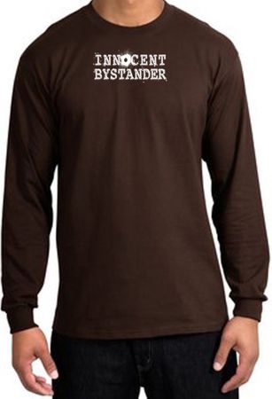INNOCENT BYSTANDER WHITE Funny Adult Long Sleeve T-Shirt - Brown