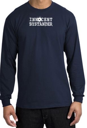 INNOCENT BYSTANDER WHITE Funny Adult Long Sleeve T-Shirt - Navy