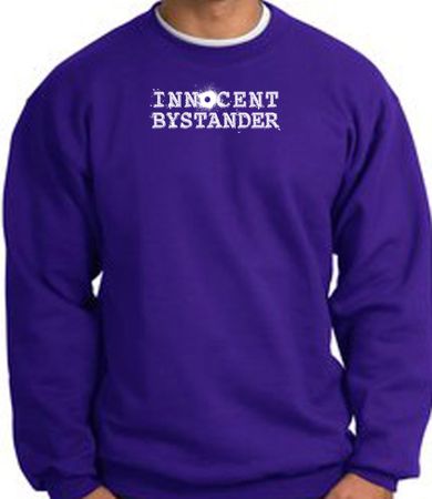 INNOCENT BYSTANDER WHITE Funny Adult Pullover Sweatshirt - Purple