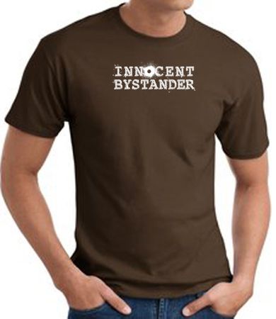 INNOCENT BYSTANDER WHITE Funny Adult T-shirt - Brown