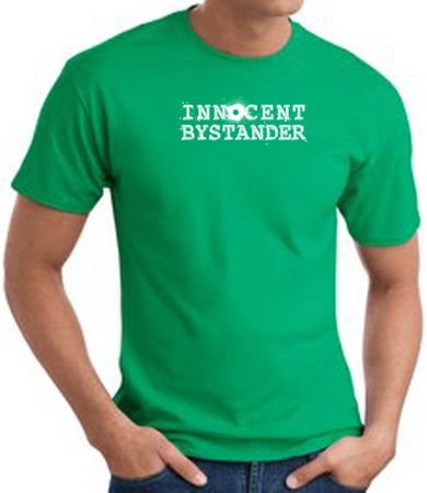 INNOCENT BYSTANDER WHITE Funny Adult T-shirt - Kelly Green