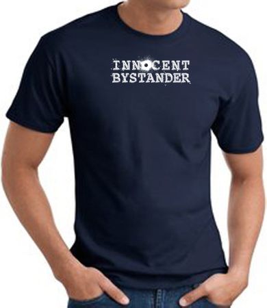 INNOCENT BYSTANDER WHITE Funny Adult T-shirt - Navy