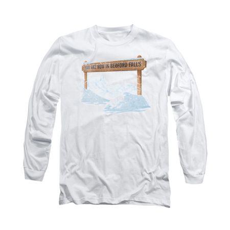 It's A Wonderful Life Shirt Bedford Falls Long Sleeve White Tee T-Shirt