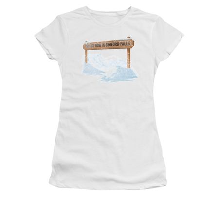 It's A Wonderful Life Shirt Juniors Bedford Falls White Tee T-Shirt