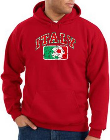 Italian Hoodie Hooded Sweatshirt Italia Soccer Futbol Adult Red Hoody