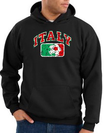 Italian Hoodie Hooded Sweatshirt Italia Soccer Futbol Black Hoody