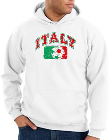 Italian Hoodie Hooded Sweatshirt Italia Soccer Futbol White Hoody