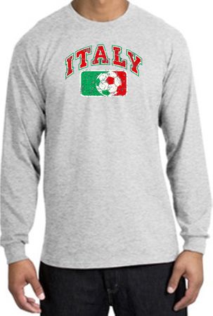 Italian Long Sleeve Shirt - Italy Soccer Futbol Adult Ash Shirt