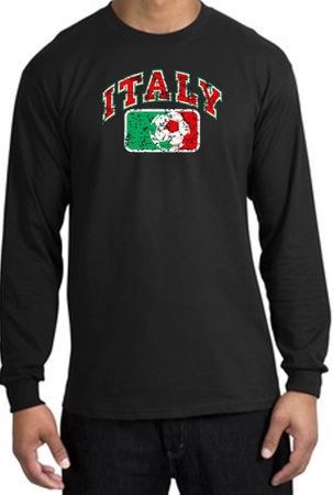 Italian Long Sleeve Shirt - Italy Soccer Futbol Adult Black Shirt