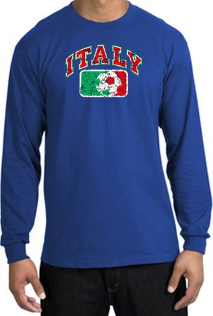 Italian Long Sleeve Shirt - Italy Soccer Futbol Adult Royal Blue Shirt