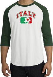Italian Raglan Shirt - Italy Soccer Futbol Adult White/Forest Shirt Italian Raglan Shirt - Italy Soccer Futbol Adult White/Forest Shirt