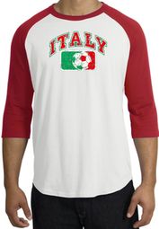Italian Raglan Shirt - Italy Soccer Futbol Adult White/Red Shirt Italian Raglan Shirt - Italy Soccer Futbol Adult White/Red Shirt