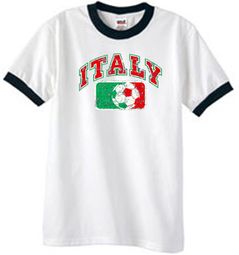 Italian Ringer Shirt - Italy Soccer Futbol Adult White/Black Shirt Italian Ringer Shirt - Italy Soccer Futbol Adult White/Black Shirt