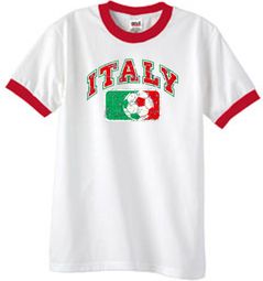 Italian Ringer Shirt - Italy Soccer Futbol Adult White/Red Shirt Italian Ringer Shirt - Italy Soccer Futbol Adult White/Red Shirt