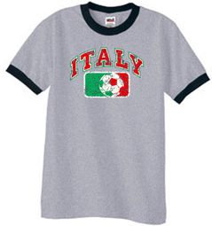 Italian Shirt Italy Soccer Futbol Ringer Tee Heather Grey/Black Italian Shirt Italy Soccer Futbol Ringer Tee Heather Grey/Black