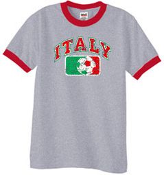 Italian Shirt Italy Soccer Futbol Ringer Tee Heather Grey/Red Italian Shirt Italy Soccer Futbol Ringer Tee Heather Grey/Red