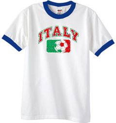 Italian Shirt Italy Soccer Futbol Ringer Tee White/Royal Blue Italian Shirt Italy Soccer Futbol Ringer Tee White/Royal Blue