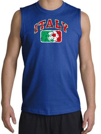 Italian Shirt Italy Soccer Futbol Royal Blue Muscle Shirt