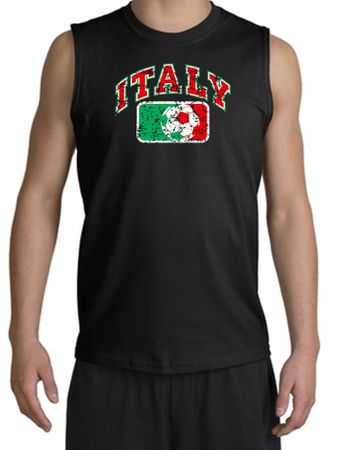 Italian Shooter Shirt - Italy Soccer Futbol Adult Black Muscle Shirt