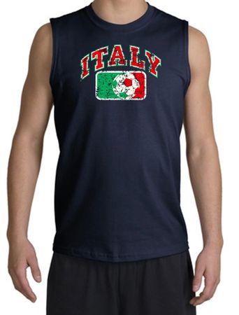 Italian Shooter Shirt - Italy Soccer Futbol Adult Navy Muscle Shirt