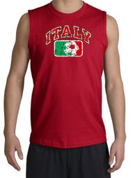 Italian Shooter Shirt - Italy Soccer Futbol Adult Red Muscle Shirt Italian Shooter Shirt - Italy Soccer Futbol Adult Red Muscle Shirt