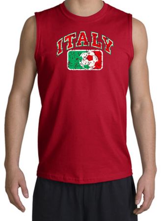 Italian Shooter Shirt - Italy Soccer Futbol Adult Red Muscle Shirt